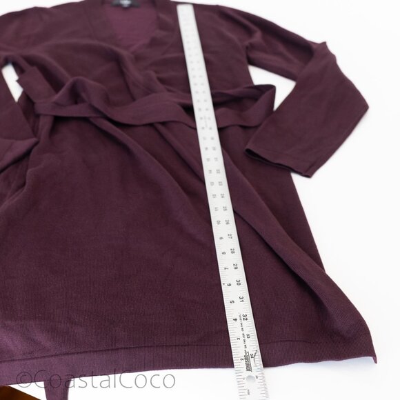 Lulus Literary Lover Plum Burgundy Wrap Sweater Dress L Stretchy Office Comfort - Picture 8 of 10